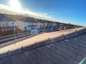 New ridge line installed on a tiled roof in Basingstoke.