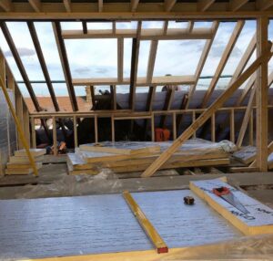 Loft extension frame being installed at a property in Basingstoke.